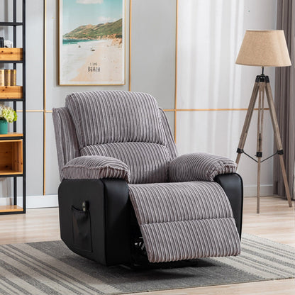 Fauteuil inclinable réglable en tissu gris avec télécommande