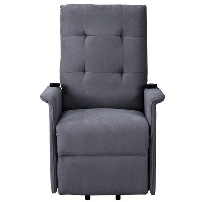 Fauteuil inclinable électrique réglable gris avec massage, coussin rembourré et télécommande pour personnes âgées