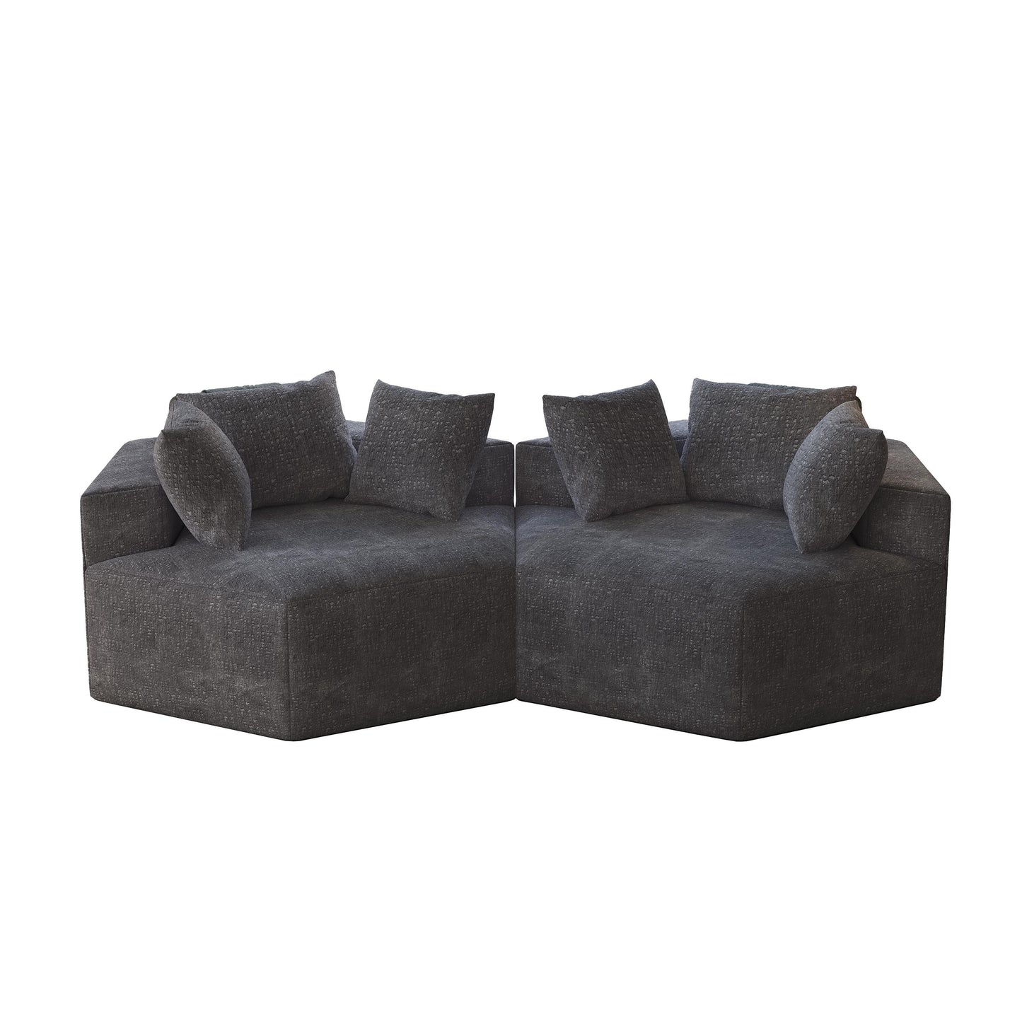 Canapé-lit simple en chenille grise avec coussin de dossier