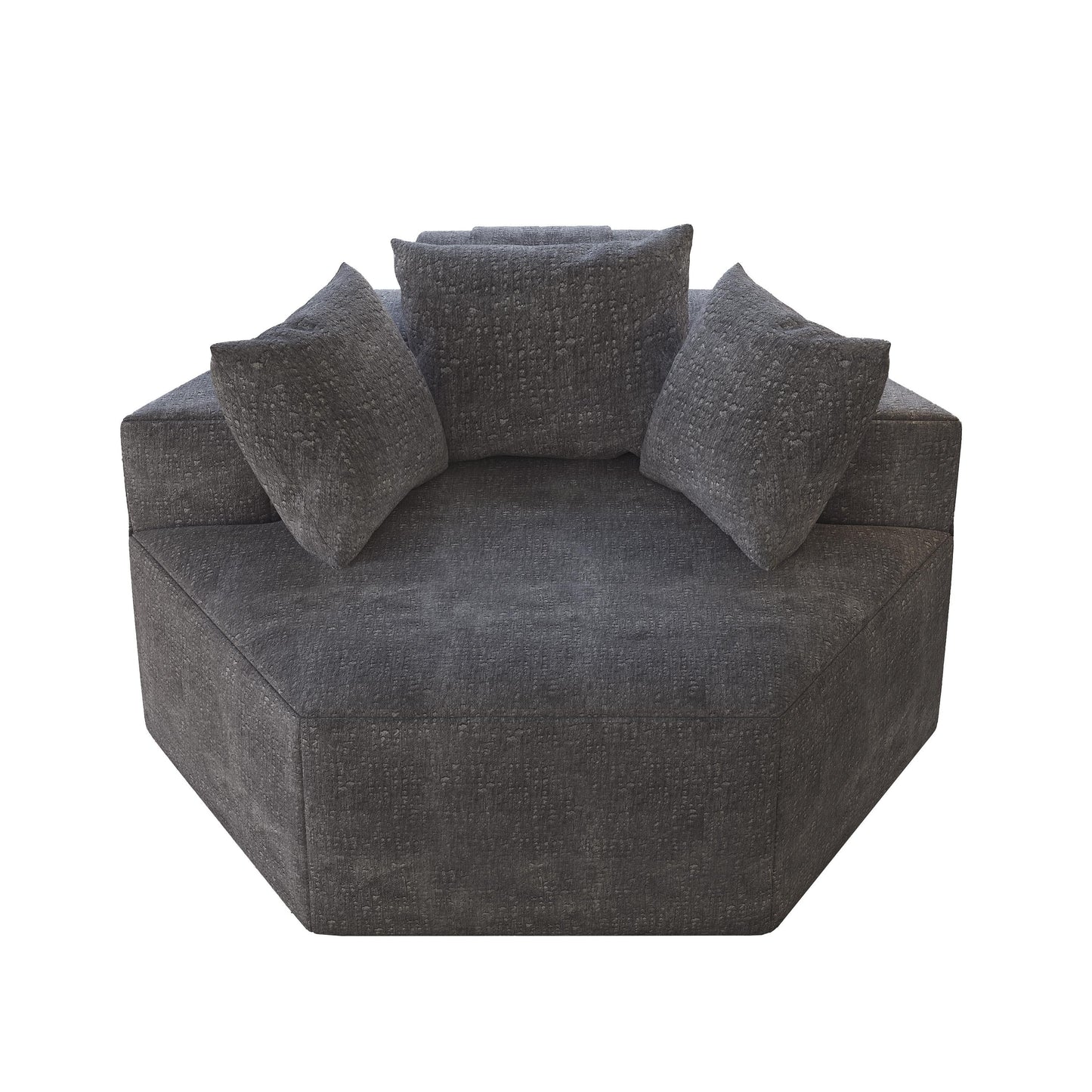 Canapé-lit simple en chenille grise avec coussin de dossier