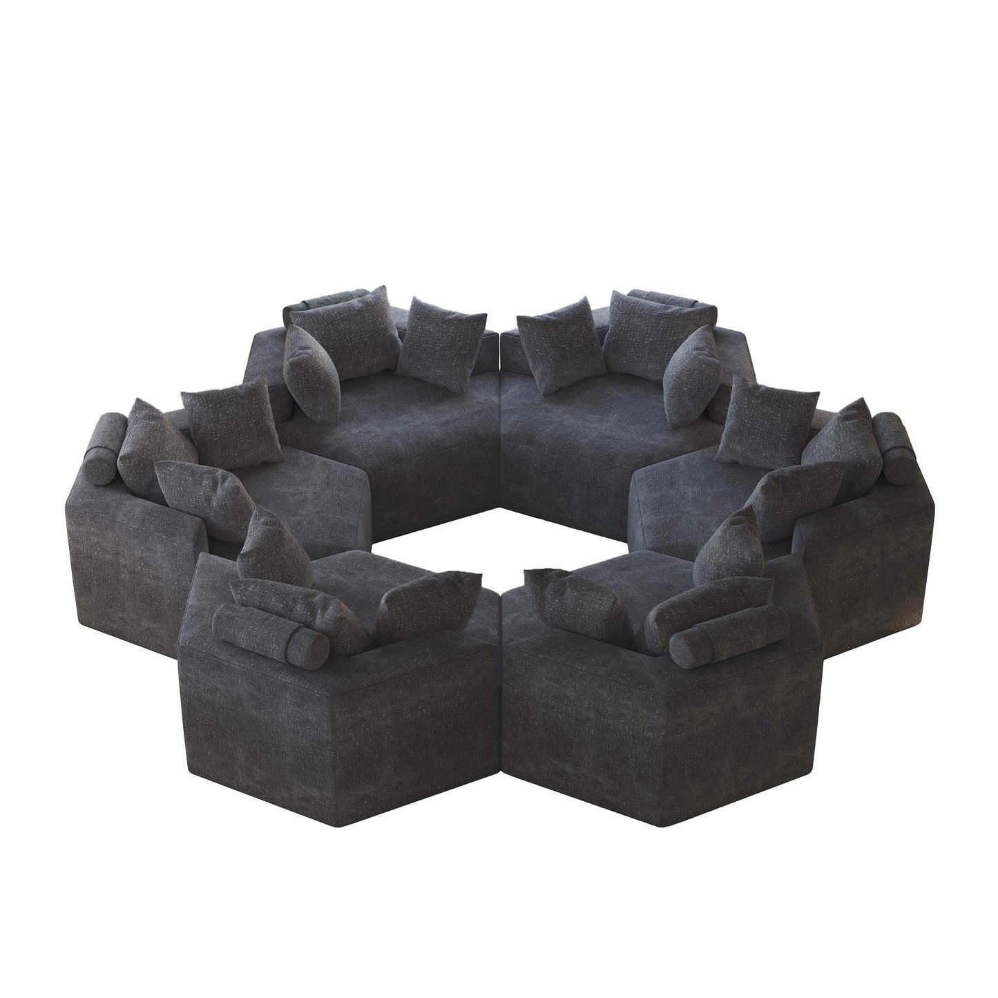 Canapé-lit simple en chenille grise avec coussin de dossier