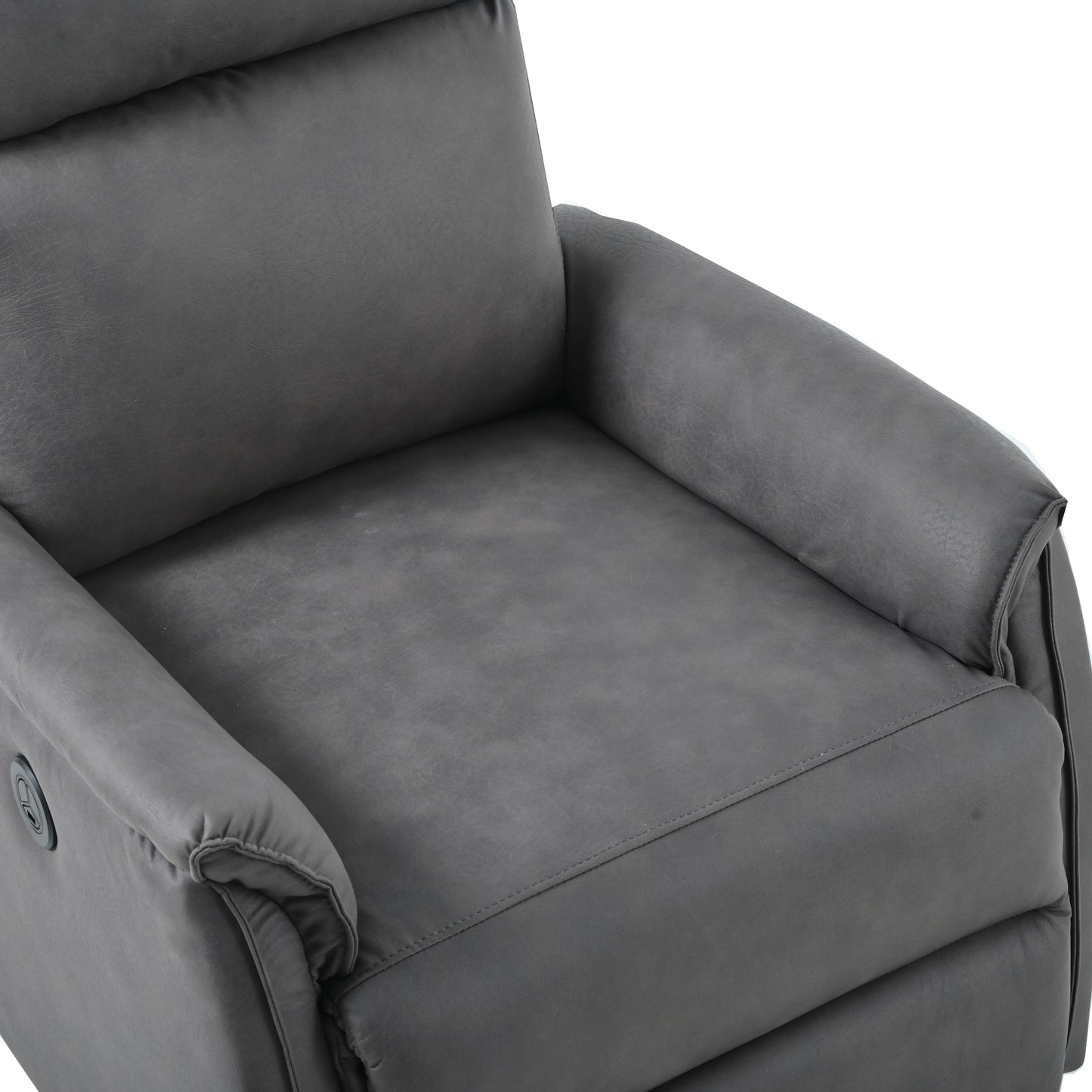Fauteuil inclinable électrique compact gris avec port USB, commandes latérales et dossier confortable pour petits espaces