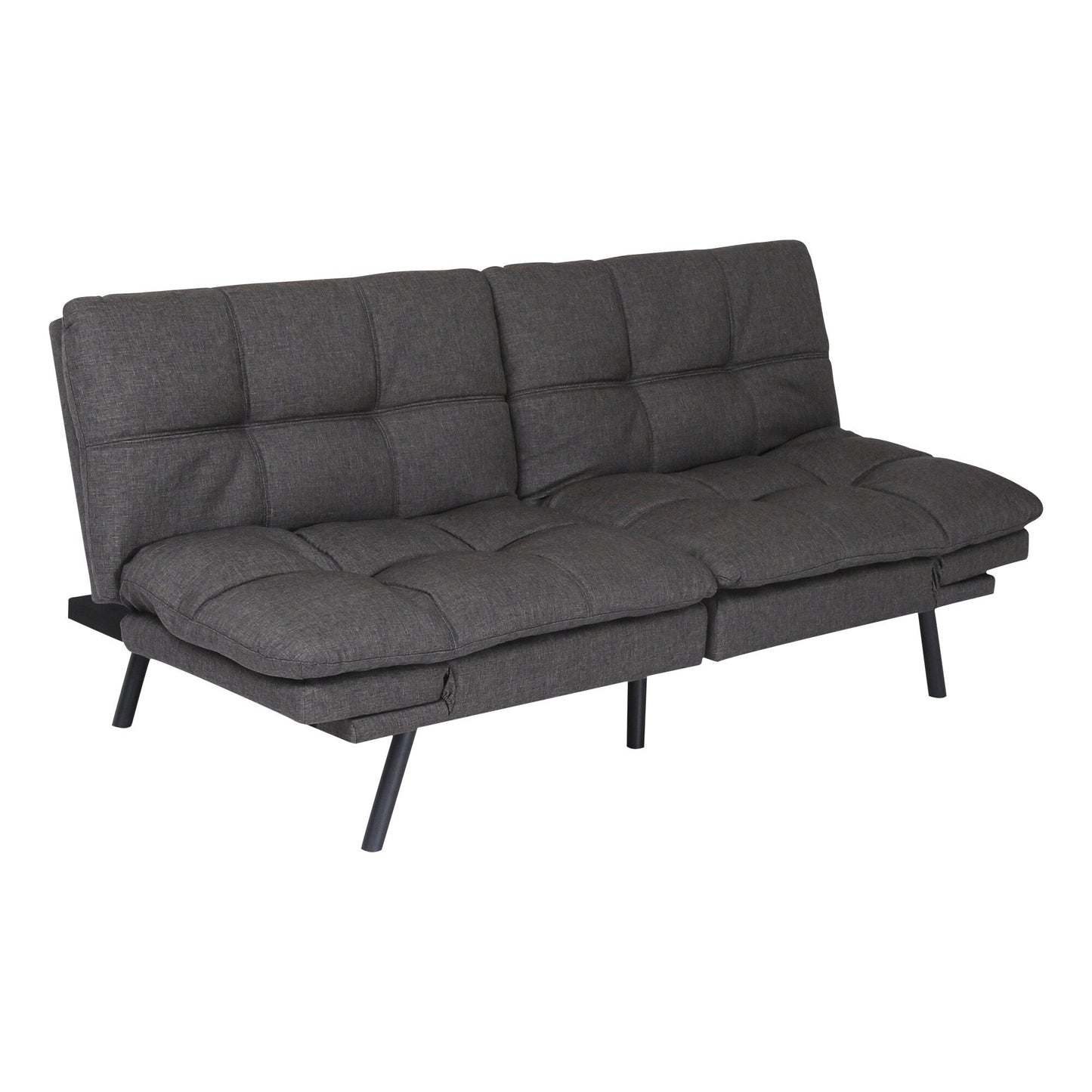 Canapé-lit convertible gris avec accoudoirs réglables