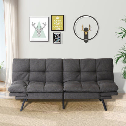 Canapé-lit convertible gris avec accoudoirs réglables