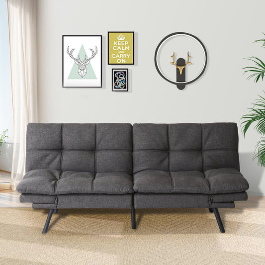 Canapé-lit convertible gris avec accoudoirs réglables