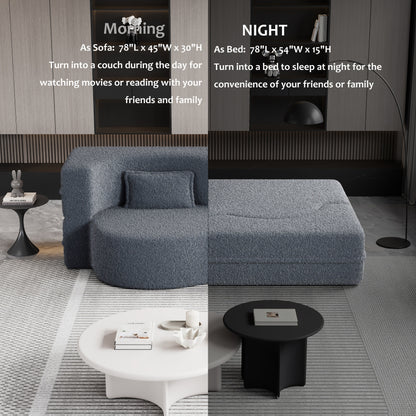 Canapé-lit convertible en tissu gris Teddy