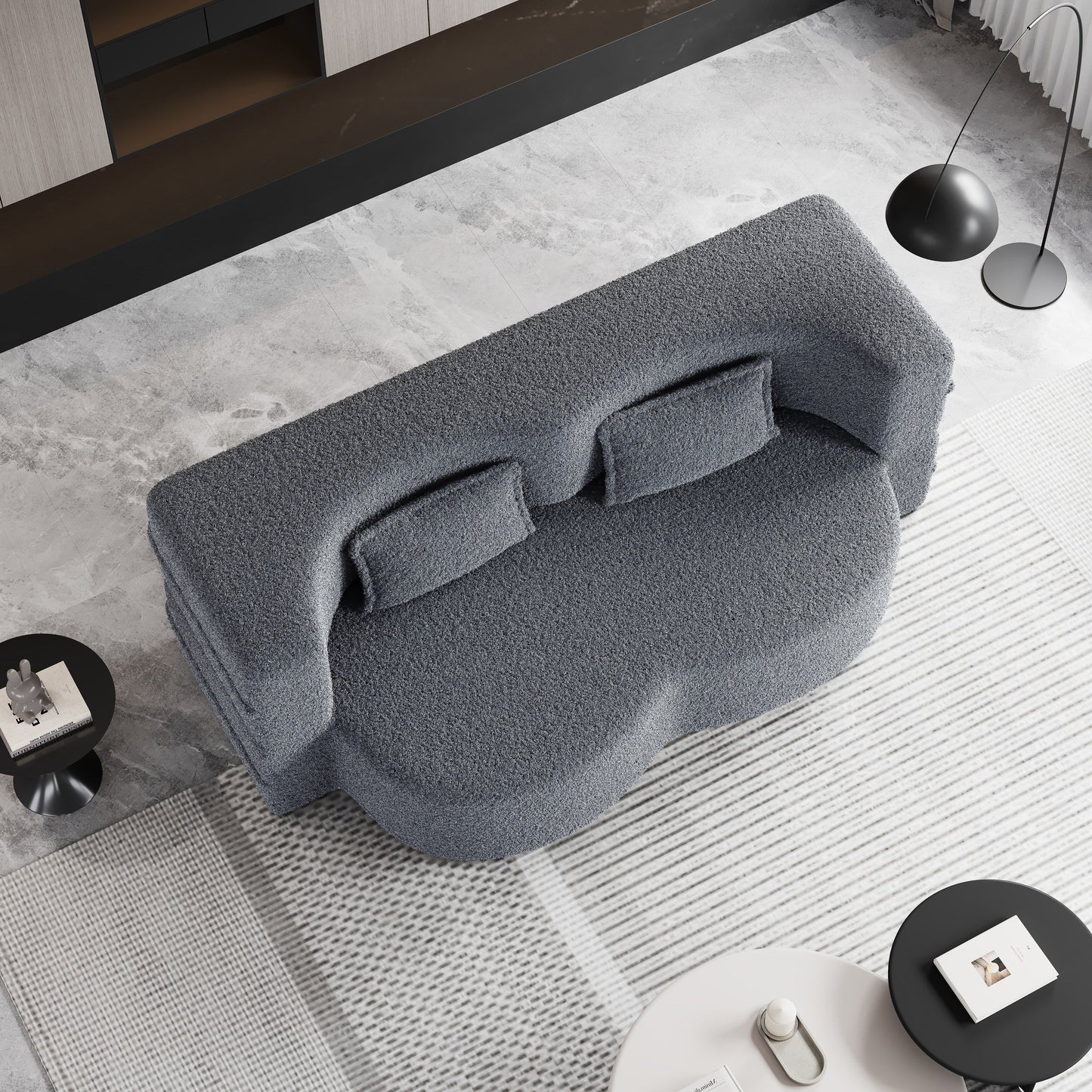 Canapé-lit convertible en tissu gris Teddy