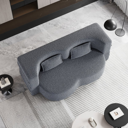 Canapé-lit convertible en tissu gris Teddy