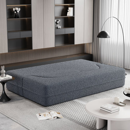 Canapé-lit convertible en tissu gris Teddy
