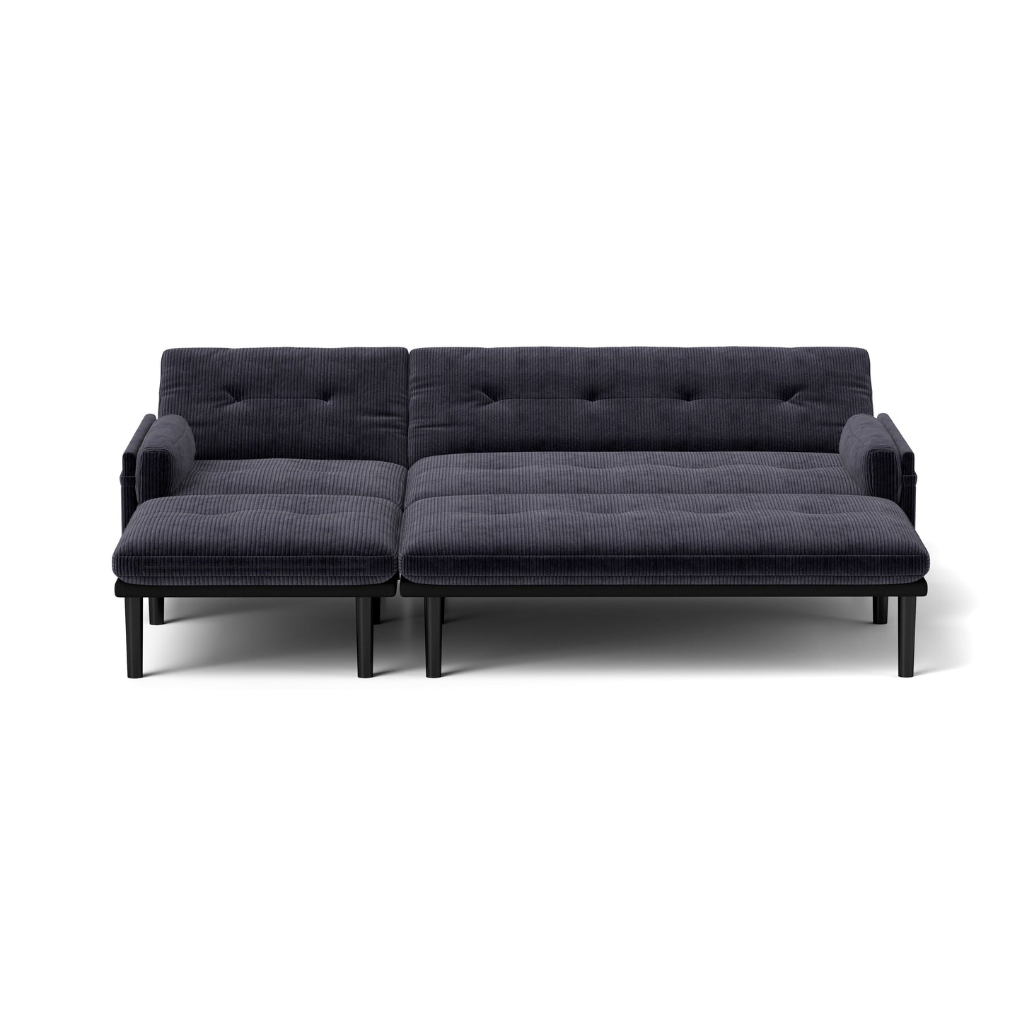 Canapé 3 places réglable en velours côtelé gris et lit d'appoint