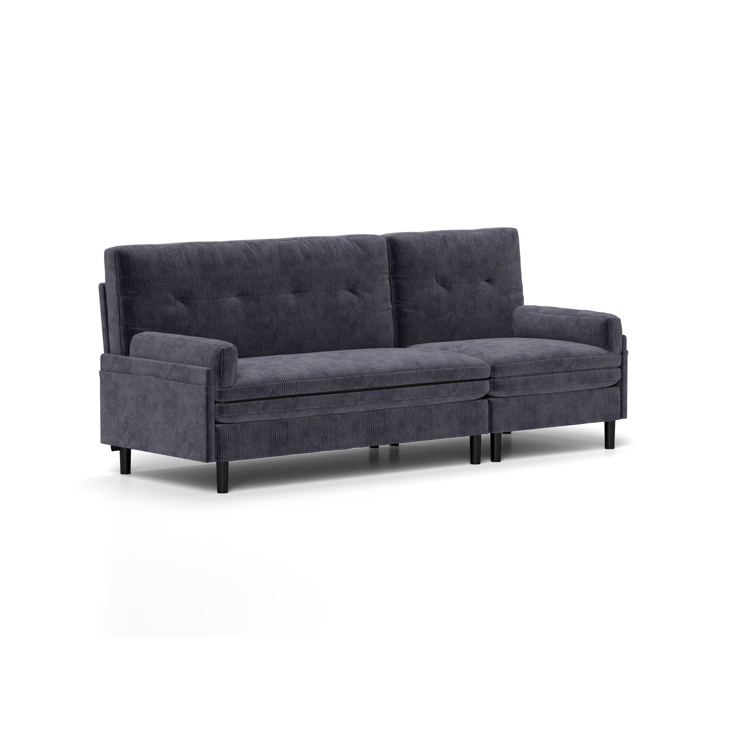 Canapé 3 places réglable en velours côtelé gris et lit d'appoint