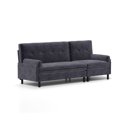 Canapé 3 places réglable en velours côtelé gris et lit d'appoint