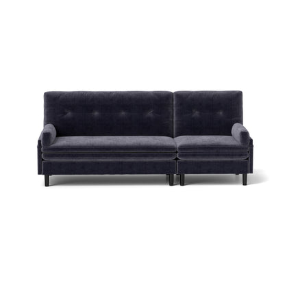 Canapé 3 places réglable en velours côtelé gris et lit d'appoint