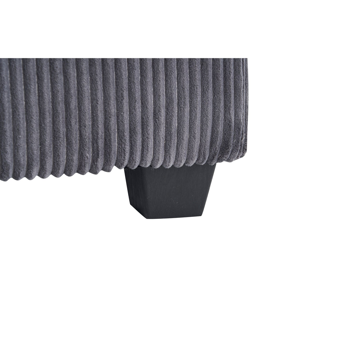 Canapé simple profond en velours côtelé gris avec pouf