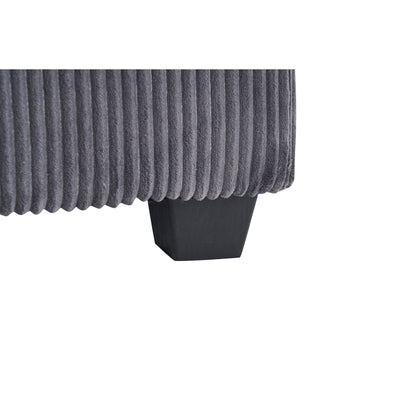 Canapé simple profond en velours côtelé gris avec pouf