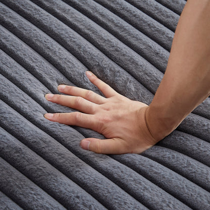 Fauteuil de salon en velours côtelé gris avec 2 coussins