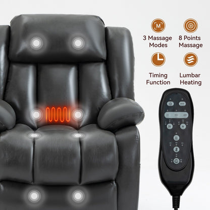 Fauteuil inclinable gris à double moteur avec inclinaison à 180°, massage en 8 points, soutien lombaire chauffant et capacité de 350 lb