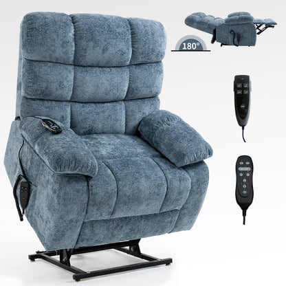Fauteuil inclinable gris à double moteur avec chauffage, massage, positions d'inclinaison infinies et capacité de charge de 350 lb
