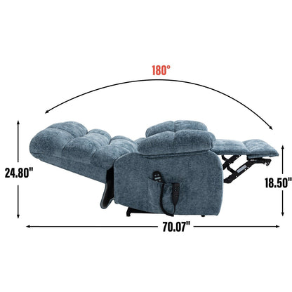 Fauteuil inclinable gris à double moteur avec chauffage, massage, positions d'inclinaison infinies et capacité de charge de 350 lb