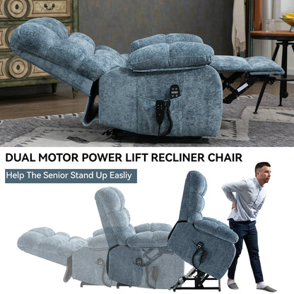 Fauteuil inclinable gris à double moteur avec chauffage, massage, positions d'inclinaison infinies et capacité de charge de 350 lb