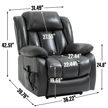 Fauteuil inclinable électrique gris à double moteur avec inclinaison à 180°, massage par vibrations à 8 points, chauffage lombaire et capacité de 158 kg.