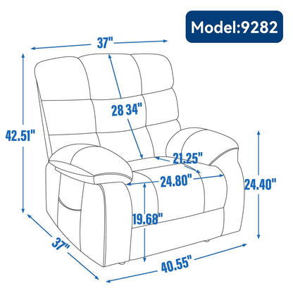 Fauteuil inclinable électrique gris à double moteur avec chauffage et massage, positions infinies et télécommande, capacité jusqu'à 159 kg