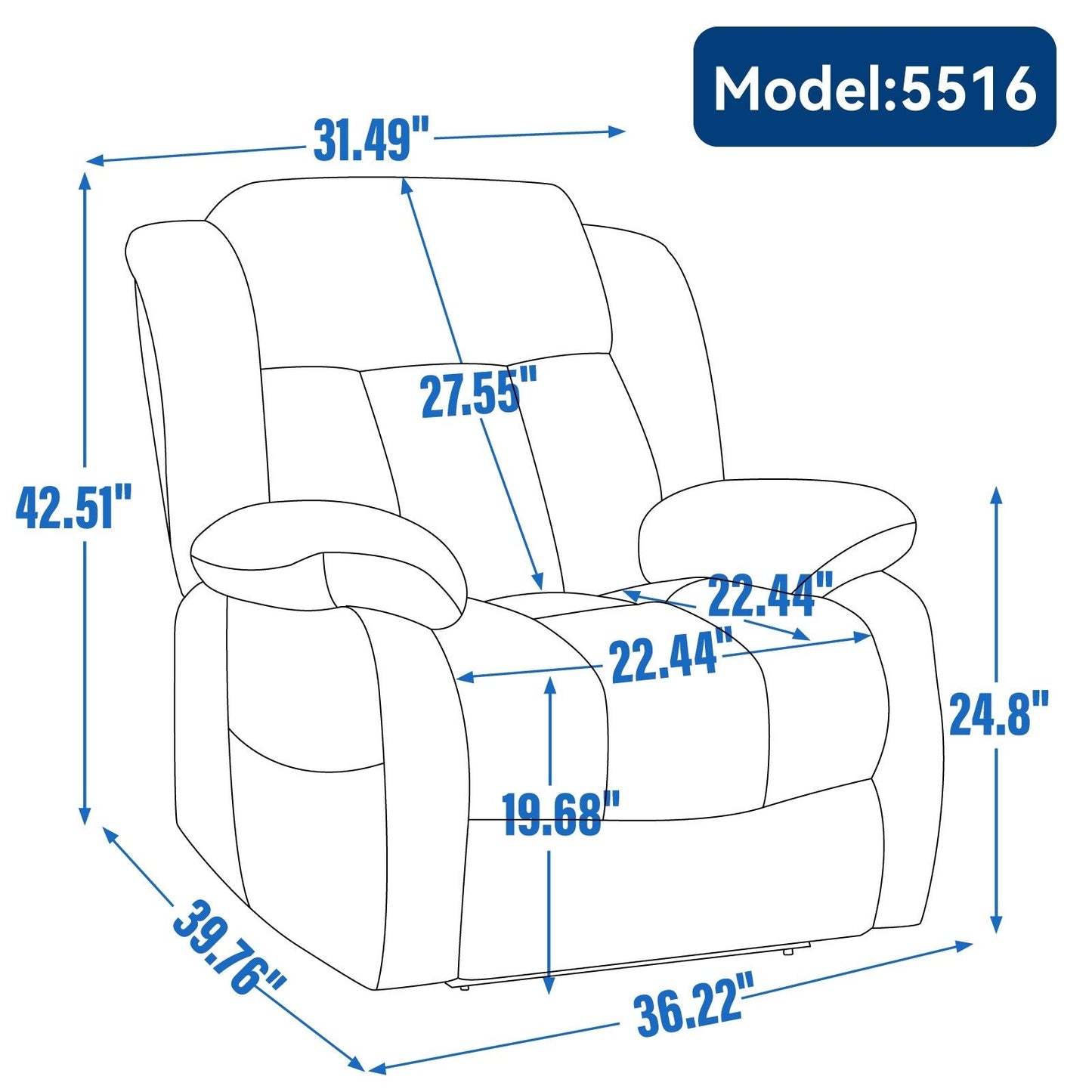 Fauteuil inclinable électrique gris à double moteur avec inclinaison à 180° et chauffage