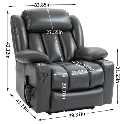 Fauteuil inclinable électrique gris à double moteur avec inclinaison à 180° et massage