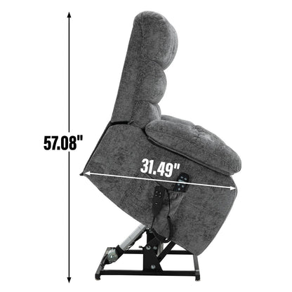 Fauteuil inclinable électrique gris à deux moteurs avec massage, chauffage, inclinaison infinie, télécommande et capacité de charge de 158 kg