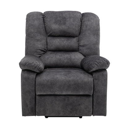Fauteuil inclinable électrique gris avec positionnement infini, télécommande, massage et chauffage