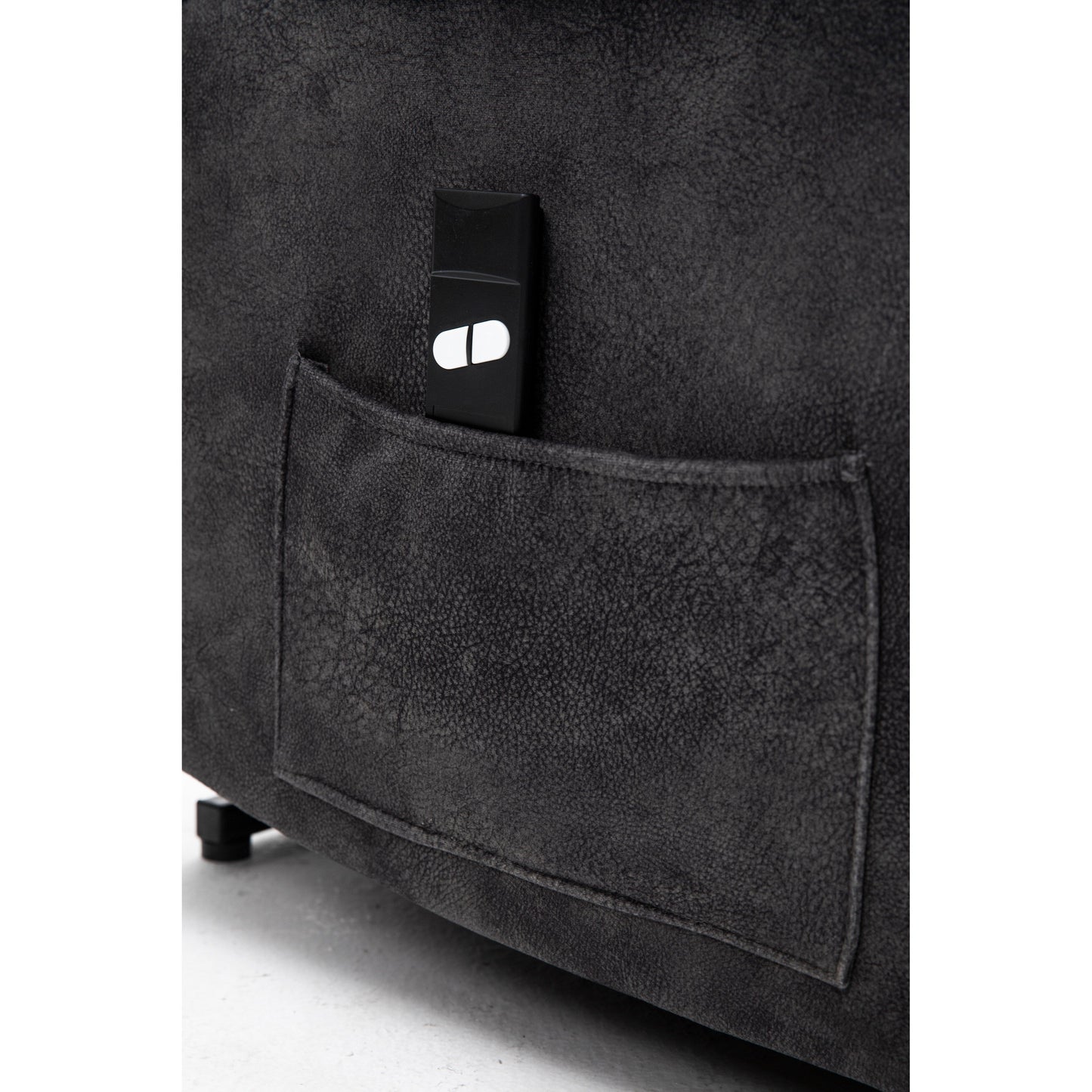 Fauteuil inclinable électrique gris avec positionnement infini, télécommande, massage et chauffage