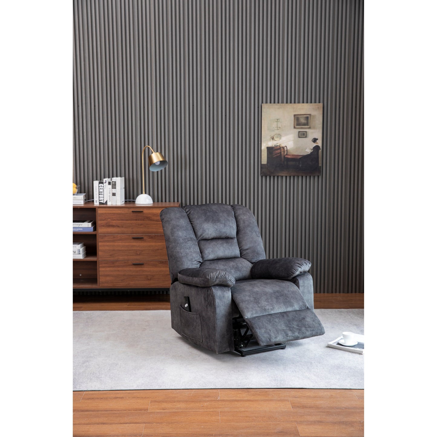Fauteuil inclinable électrique gris avec massage et positions infinies
