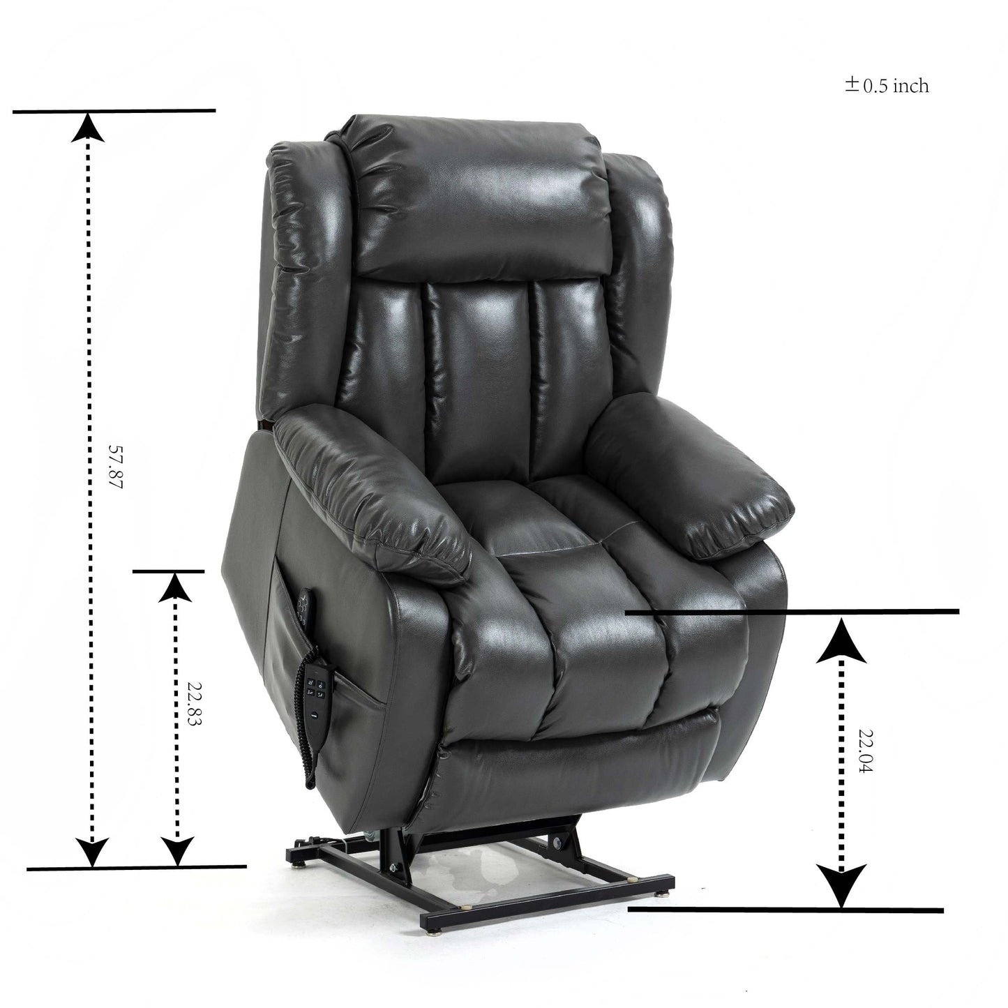Fauteuil inclinable électrique gris avec double moteur, réglage de la position en continu, massage et chauffage, supporte jusqu'à 350 lb