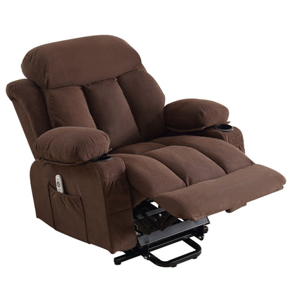 Fauteuil inclinable électrique gris avec chauffage, massage, port USB et poches latérales, télécommande