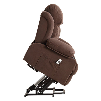 Fauteuil inclinable électrique gris avec chauffage, massage, port USB, poches latérales et télécommande