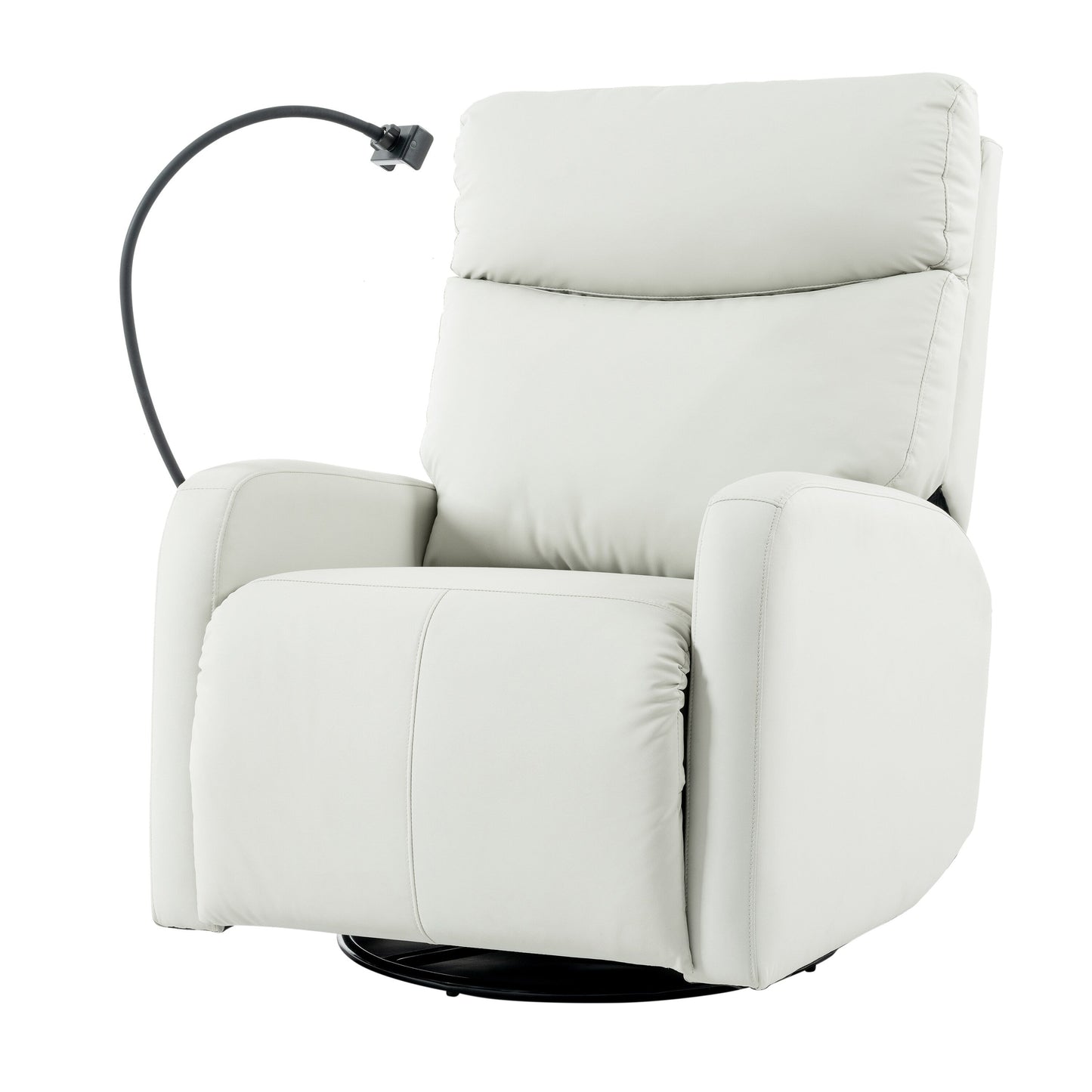 Fauteuil inclinable électrique gris pivotant à 270°, avec ports USB et repose-pieds réglable pour salon et chambre d'enfant