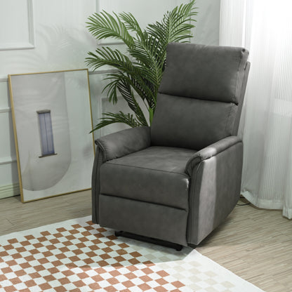 Fauteuil inclinable électrique gris avec port USB, panneau de commande latéral et dossier confortable, idéal pour les petits espaces