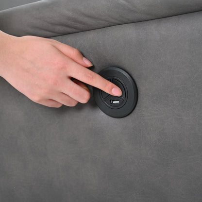 Fauteuil inclinable électrique gris avec ports USB et commandes latérales