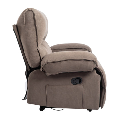 Fauteuil inclinable extra-large gris avec coussin de massage chauffant, tissu polaire doux et confort moelleux