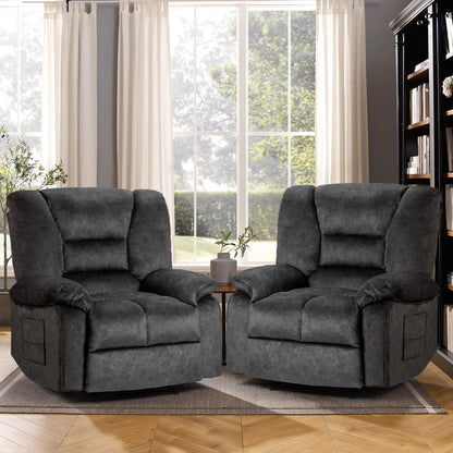 Fauteuil inclinable extra-large gris avec massage complet du corps et chauffage lombaire, cadre robuste, inclinaison réglable