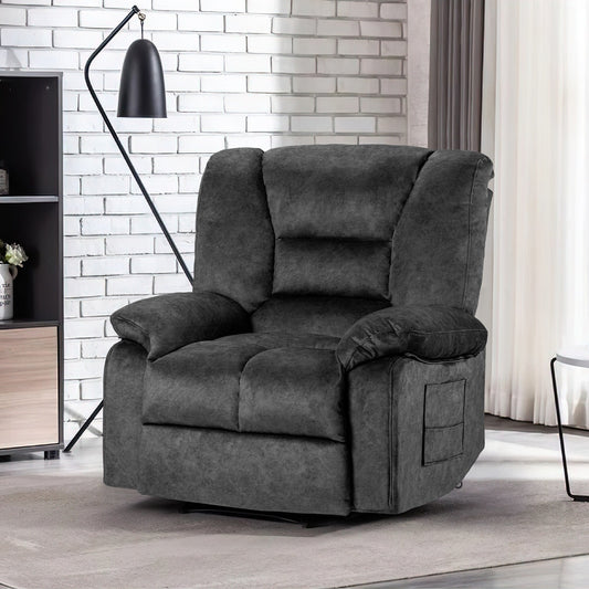 Fauteuil inclinable extra-large gris avec massage complet du corps, chauffage et inclinaison réglable
