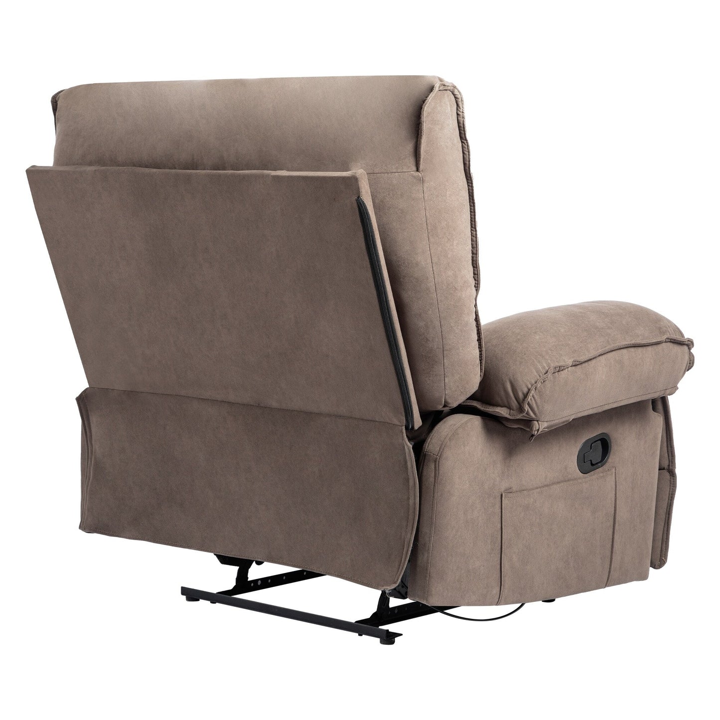 Fauteuil inclinable extra large gris avec coussin chauffant et revêtement polaire