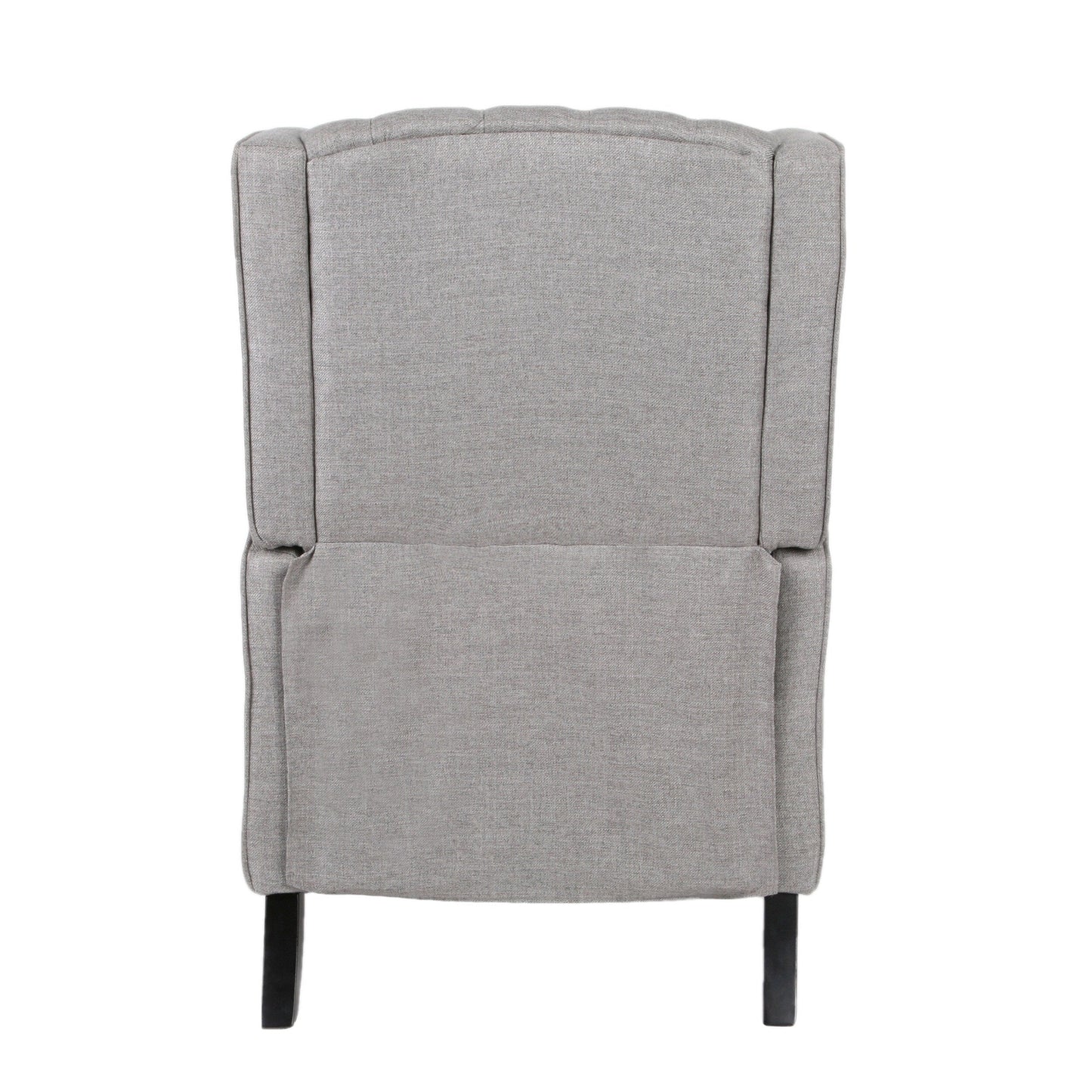Fauteuil inclinable à oreilles rembourré en tissu gris de style milieu du siècle avec repose-pieds et dossier capitonné