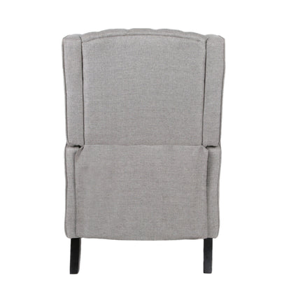 Fauteuil inclinable à oreilles rembourré en tissu gris de style milieu du siècle avec repose-pieds et dossier capitonné