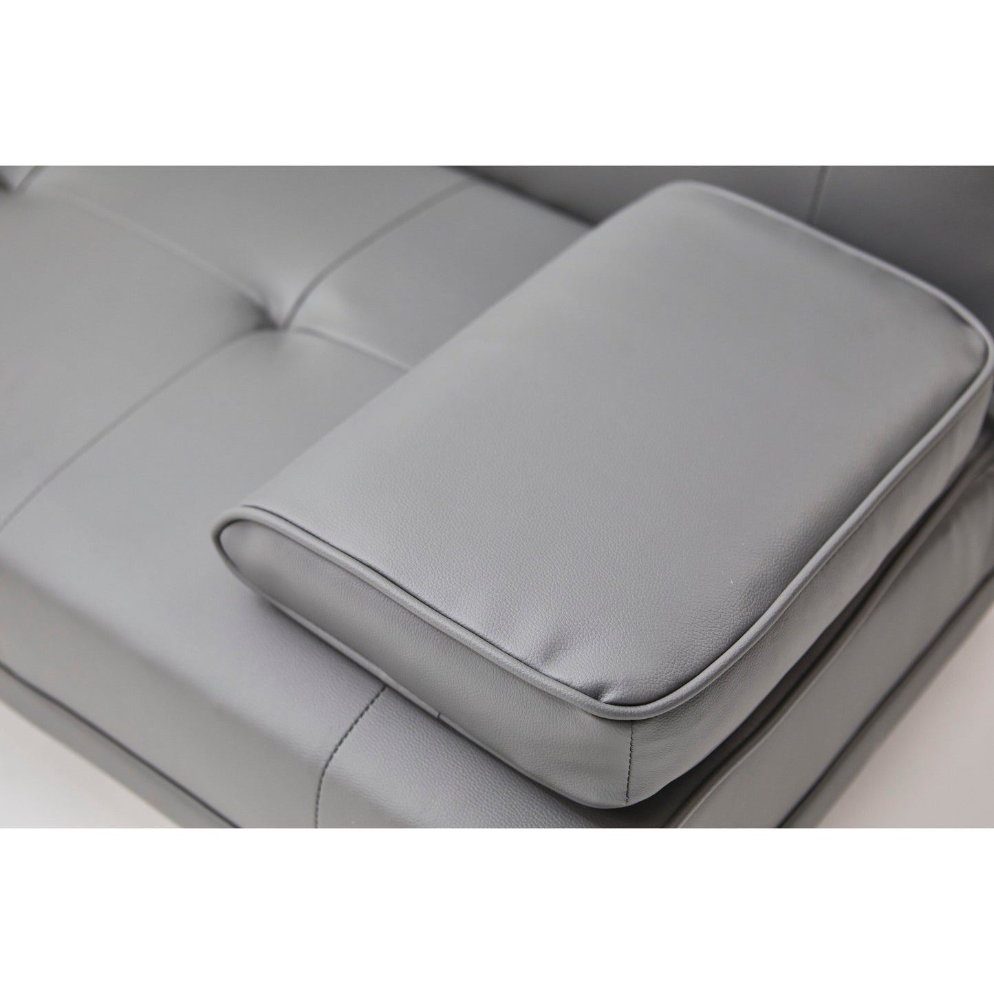 Canapé-lit causeuse en similicuir gris avec porte-gobelet