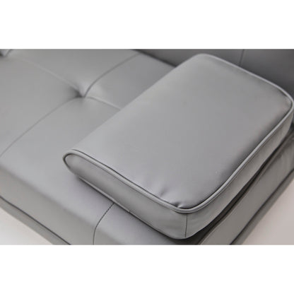 Canapé-lit causeuse en similicuir gris avec porte-gobelet