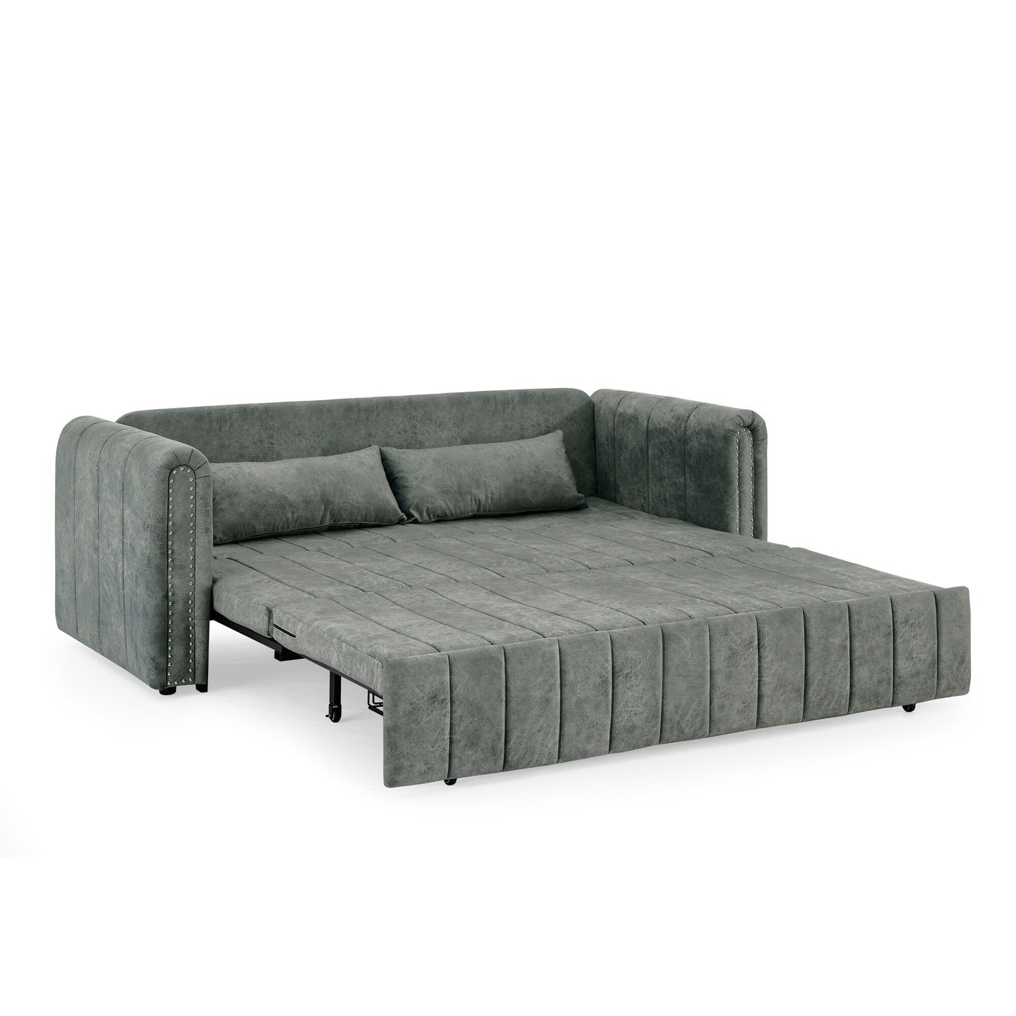 Canapé-lit gigogne 3 places en mousse grise avec tiroirs