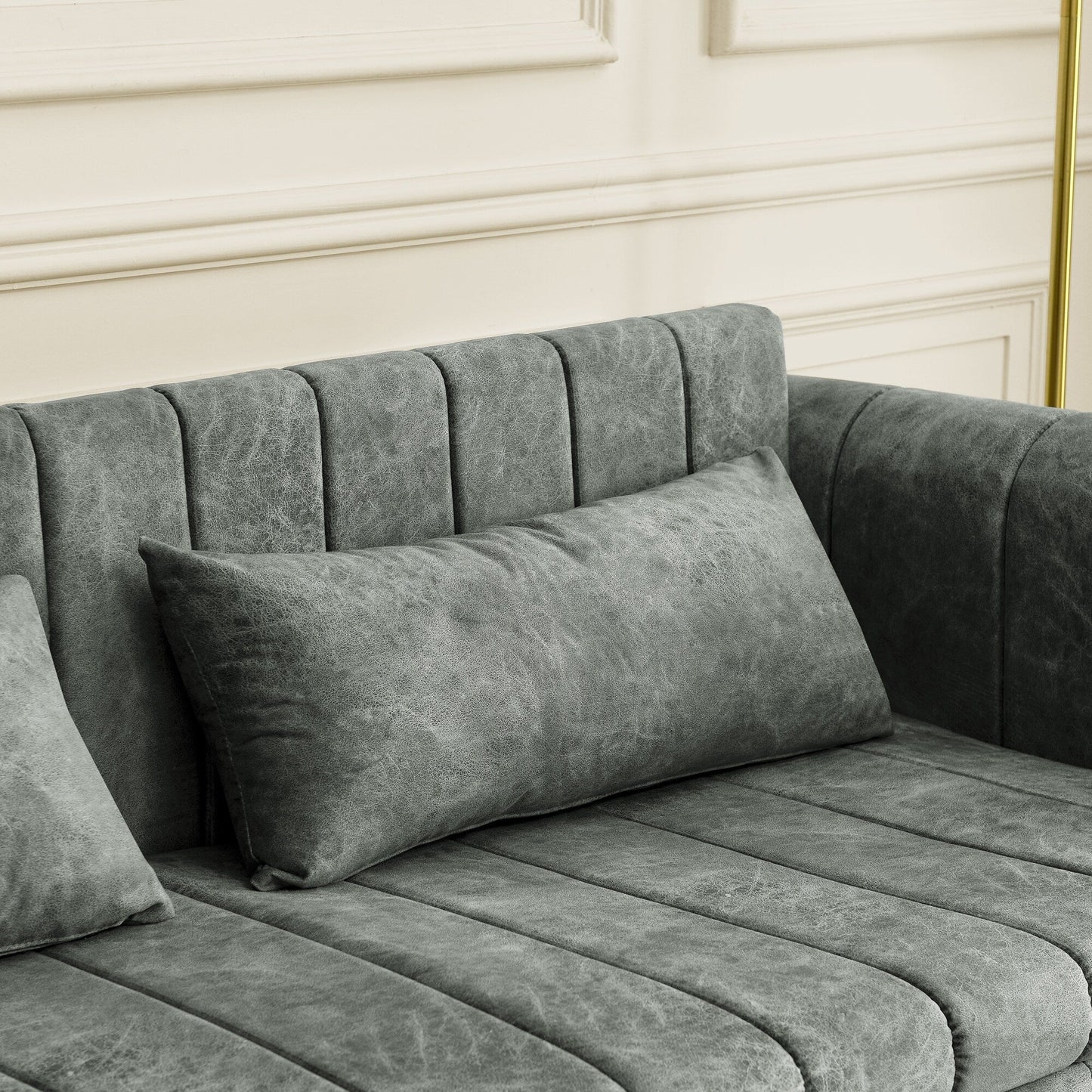 Canapé-lit gigogne 3 places en mousse grise avec tiroirs