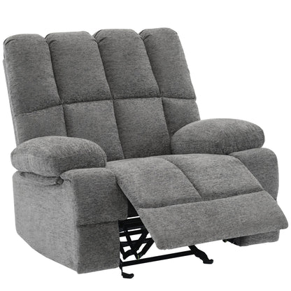 Fauteuil inclinable à bascule gris de grande taille avec fonction de bascule à 30° et inclinaison à 160°, supporte jusqu'à 350 lb