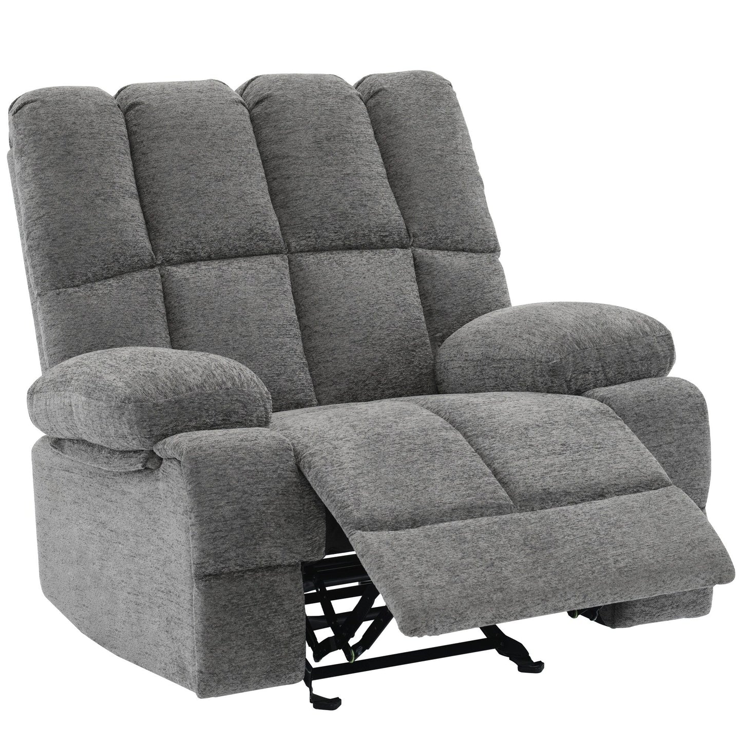 Grand fauteuil inclinable à bascule gris avec fonction de bascule à 30° et inclinaison à 160°, supporte jusqu'à 350 lb